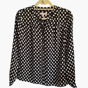 Banana Republic Polka Dot Chiffon Career Top Size Medium Long Sleeve Perfect for